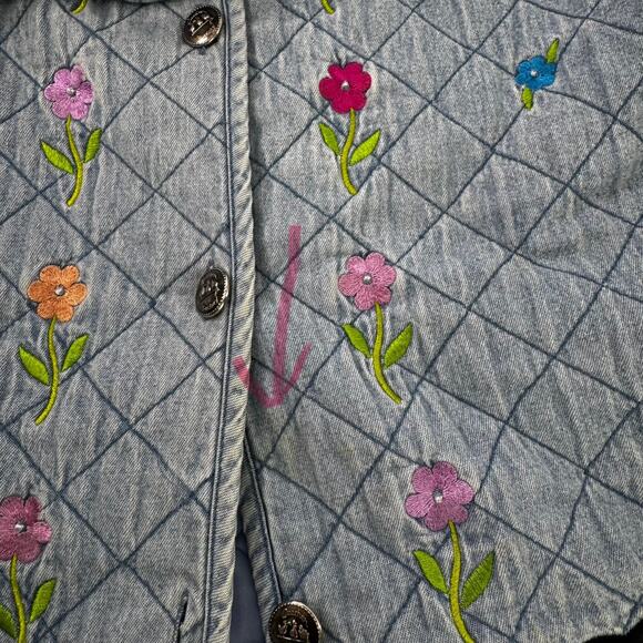 Vtg CAT Quacker Factory Jacket Womens L Quilted Embroidery Grannycore (READ) - Picture 5 of 10